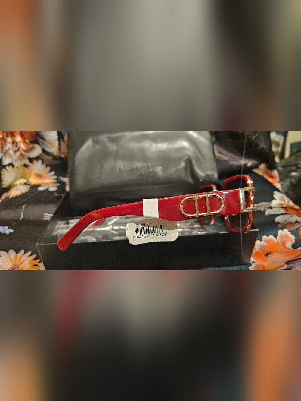 Carolina Lemke Red Square Sunglasses with Gold Trim